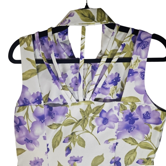 0003 Betsy's Things Sleeveless Button Maxi Dress White Purple Floral Size 12 - Picture 4 of 11